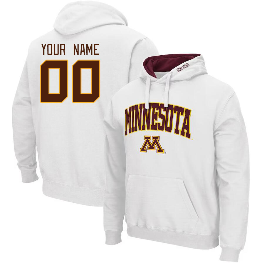 Custom Minneota Golden Gophers Name And Number College Hoodie-White - Click Image to Close